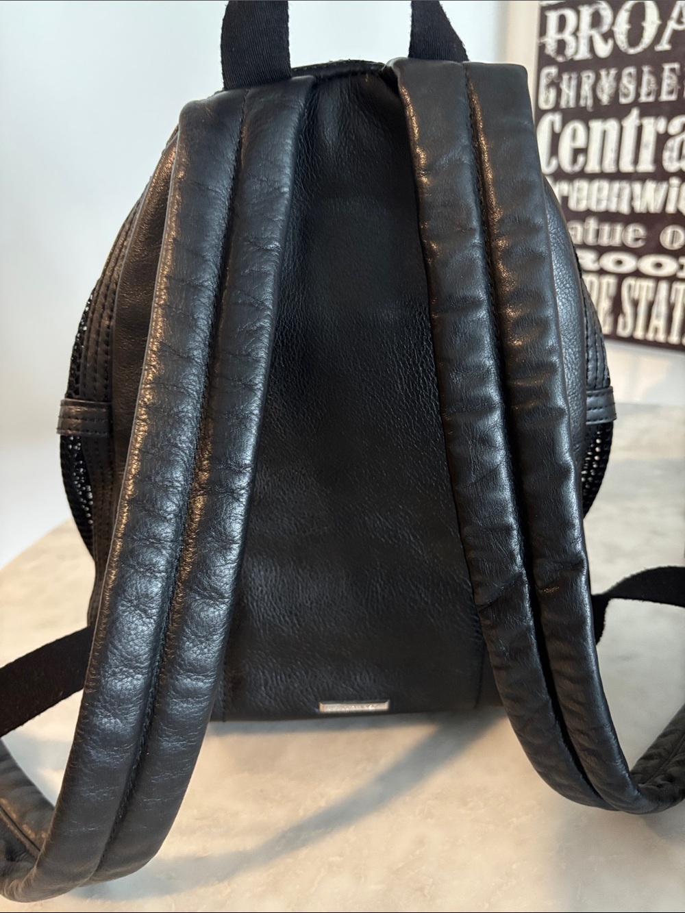 Black Mesh & Leather Backpack — Stylish Everyday Carry - Picture 2 of 3